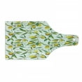 thumbnail image 1 of Nature Cutting Board, Flowering Lemon Woody Plant Romance Habitat Citrus Fresh Background, Tempered Glass Cutting and Serving Board, Wine Bottle Shape, Fern Green Yellow White, by Ambesonne, 1 of 1