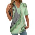 thumbnail image 2 of Weiqiqre Womens Tops and Blouses Short Sleeve Loose Fitting Graphic Printed Fashion V-neck Lapel Neck Casual Flowy Blouses, 2 of 5