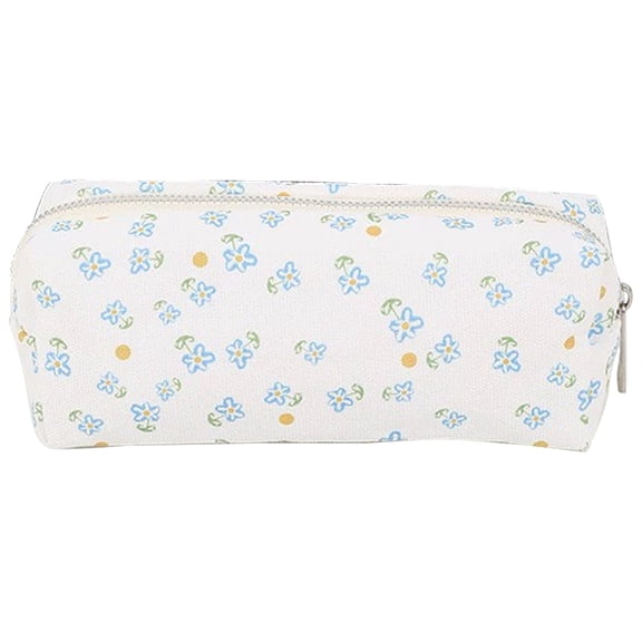 Clearance Under $1.54! 1PC Canvas Stationery Pouch, Large Capacity Bowknot Pencil Case for Students, Durable Cloth, for Daily Organization, Light Blue, 18x5cm