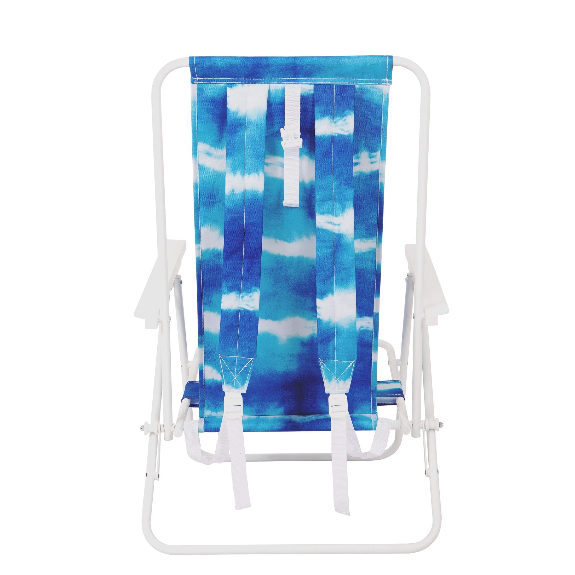 Mainstays High Back Reclining Backpack Beach Chair, Blue Tie Dye