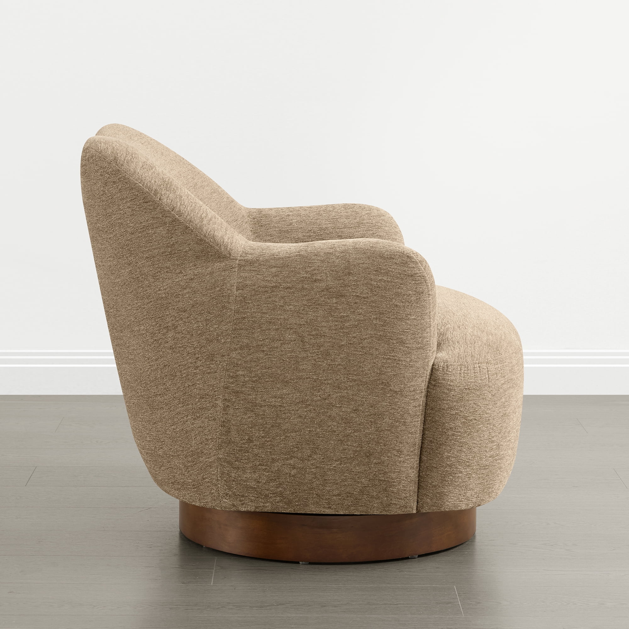 Spruce & Spring Swivel Accent Chair, Upholstered Barrel Armchair for Living Room Bedroom Reading Nook, Sand