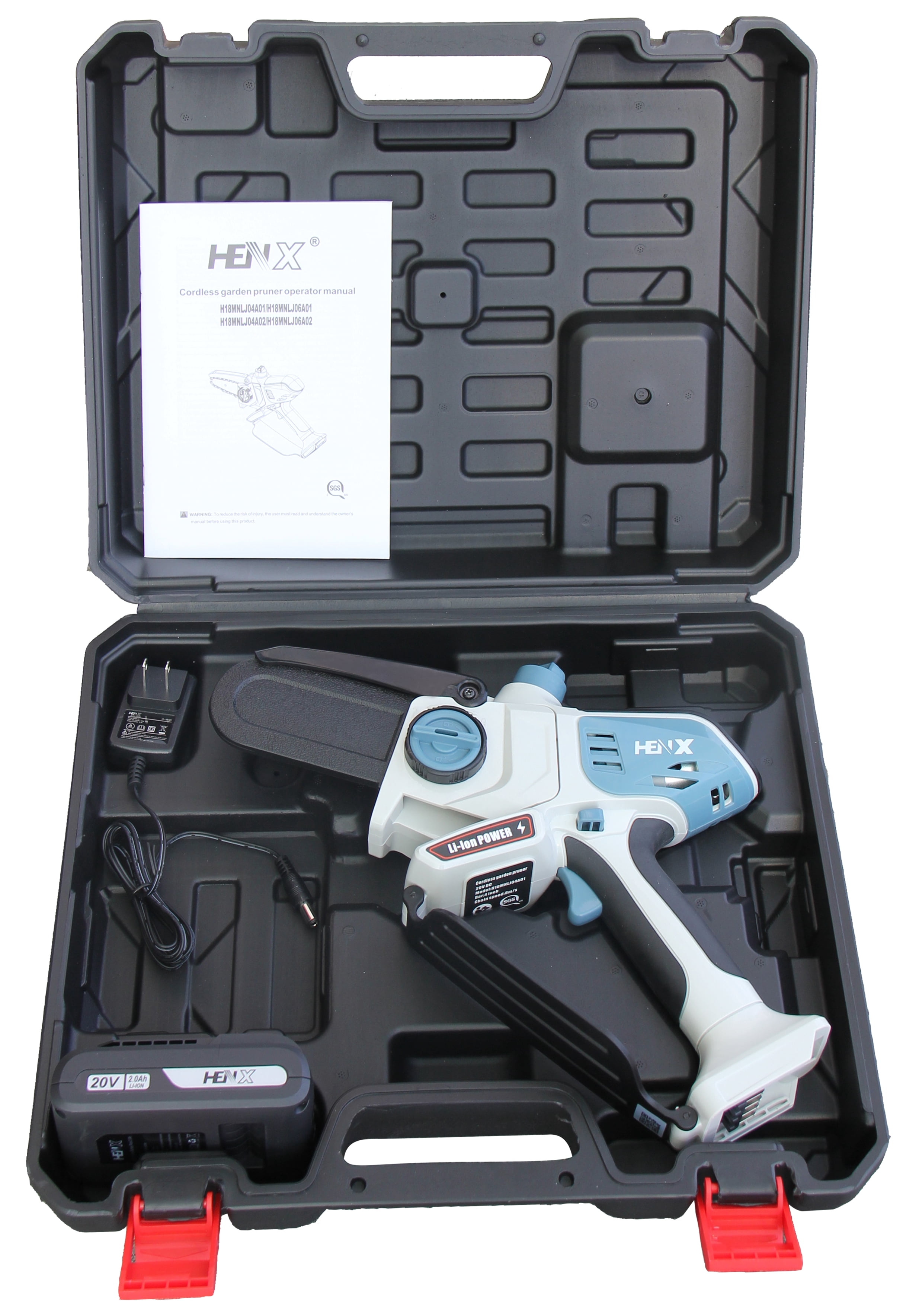 Henx H20MNLJ04A02 4 in. 20V Cordless Mini Chain Saw with Charger & Battery