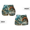 thumbnail image 6 of Yiaed Red Blue Dragon Battle Epic Print Women's Athletic Shorts Running Shorts Sporty Short High Waisted Elastic Workout Shorts for Yoga Gym Running & Sports -Large, 6 of 7