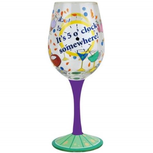 9 Inch It S 5 O Clock Somewhere Multi Colored 15 Ounce Wine Glass Walmart Com Walmart Com