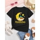 thumbnail image 2 of MILKYSHIP Ramadan Mubarak Alphabet Moon Castle Print Summer Casual Knit Tops for Girls - Cotton, Crew Neck, Slight Stretch, Regular Fit, Knit Fabric, Applique, 2 of 7