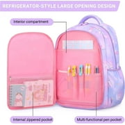 Ficcug School Backpack Girls School Bag,25L Wear-Resistant Lightweight Kids Backpacks Fashion Waterproof Bookbag,Purple