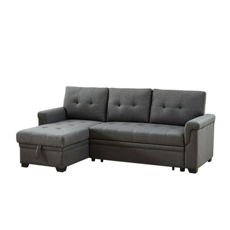 Lilola Home Lucca Sectional Sofa, Steel Gray Cotton Blend