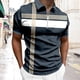 thumbnail image 2 of Camisa informal de manga corta a juego con rayas para hombre: diseño con solapa, fácil de combinar, 2 of 4