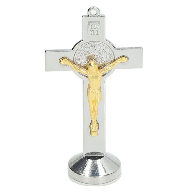 Standing Crucifix, Polished Gloosy Golden Silver Crucifix Attractive Decorative For Car Decoration