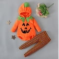 thumbnail image 3 of WIBACKER 6-12 Months Newborn Infant Baby Girl Boy Halloween Pumpkin Costumes Cute Hooded Romper Jumpsuit Outfit Clothes, 3 of 11