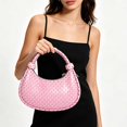 thumbnail image 4 of Women Retro Polka Dot Hobo Shoulder Bag, Glossy Leather Mini Crescent Handbag with Detachable Crossbody Strap, Fashion Casual Small Underarm Purse for Daily Shopping Dating Travel, 4 of 4