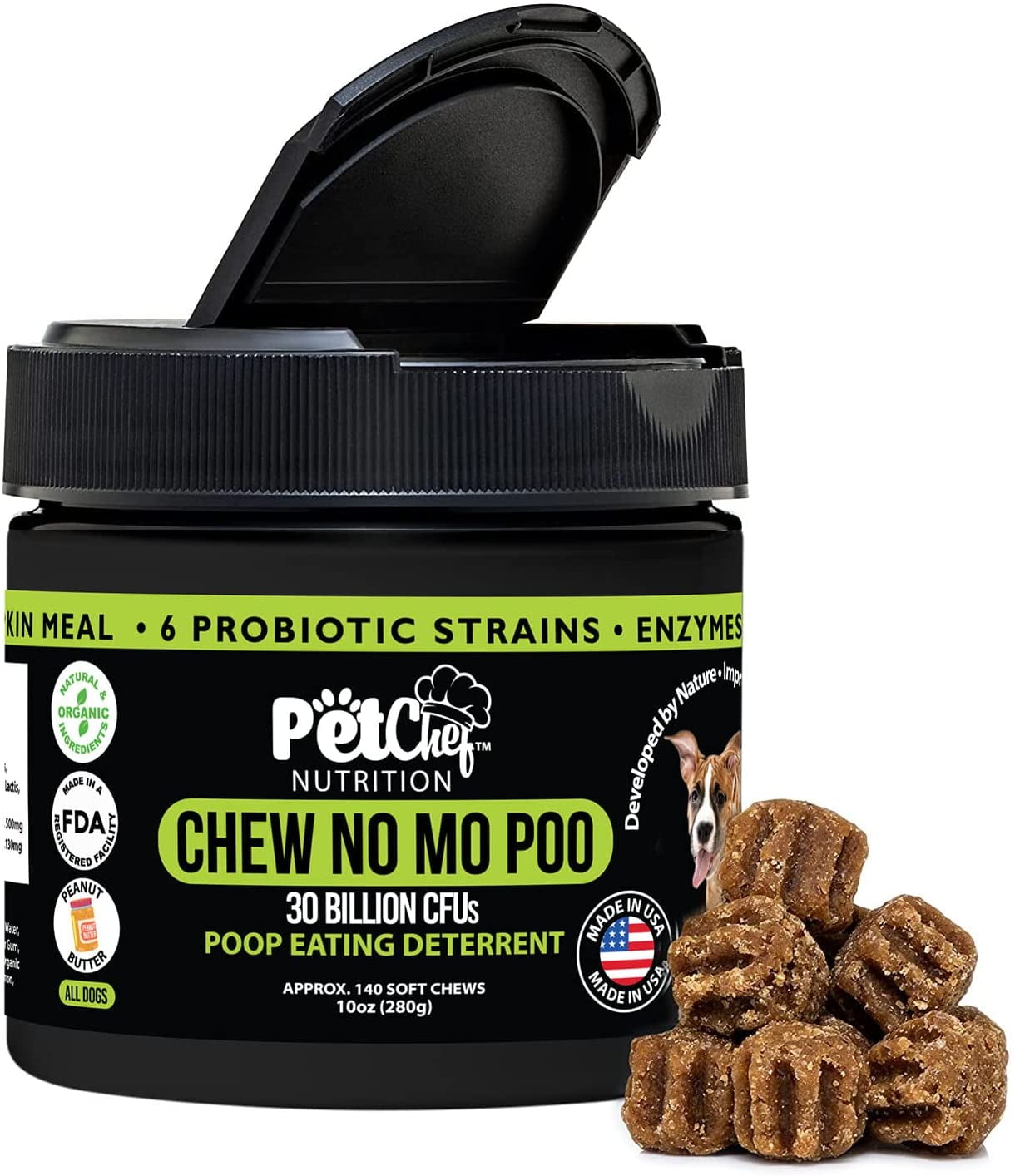 PetChef Nutrition Chew No Mo Poo Bites Coprophagia Stool Eating Deterrent for Dogs Deter
