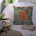 thumbnail image 3 of Carolines Treasures CJ2012-NPW1414 Letter N Flowers Retro Blue Canvas Fabric Decorative Pillow  14Hx14W multicolor, 3 of 4
