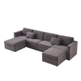 thumbnail image 3 of Modern Velvet U-Shape Sectional Sofa, Oversized Upholstery Sofa for Living Room - Dark Gray 6 Seats, 3 of 10