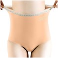 thumbnail image 2 of HUPOM Womens Cotton Underwear Panties In Clothing High Waist Activewear Tie Seamless Waistband Beige XL, 2 of 5