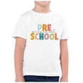 thumbnail image 1 of MEZZALL T-Shirt de Mode pour Enfant Rentrée Scolaire Imprimé Col Rond Manches Courtes T-Shirts Décontractés Hauts Tee Polyvalent Tout-Petit Tenue Quotidienne, Blanc, 4-5 Ans, 1 of 4