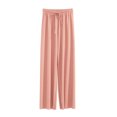 thumbnail image 2 of Pantalones largos de pierna ancha para mujer, informales, con cintura elástica lisa, holgados hasta el tobillo, de seda helada, rectos para primavera y verano, 2 of 5