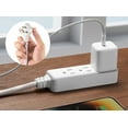 thumbnail image 4 of Hyper Tough Flat Plug Extension Cord, 2 ft Braided Cord, 3 Outlets, 3 Prong Grounded, Indoor, White, 4 of 6