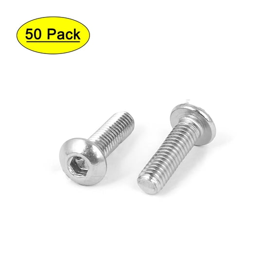 50 Pcs M3 x 10mm Silver Tone Stainless Steel Button Head Socket Cap Screw