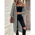 thumbnail image 6 of Women'S Hollow Out 3/4 Sleeve Open Front Knit Cardigan Long Sweater Tops Grey M, 6 of 9