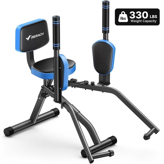 MERACH Hip Abductor Machine, Glute & Leg Workout Equipment Trainer for Home Gym, 330lbs Weight Capacity, Black & Blue