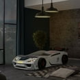 thumbnail image 5 of Furniture of America Blanche Kids Twin Platform Bed, ABS Plastic, with LED Headlights, Race Car Design, White, 5 of 6
