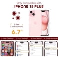 thumbnail image 2 of Compatible with iPhone 15 Plus Case, with Built-in 9H Tempered Glass Screen Protector + 2X Camera Lens Protector, Dustproof Cover Designed Full Body Rugged Shockproof Phone Case 6.7", Pink, 2 of 14