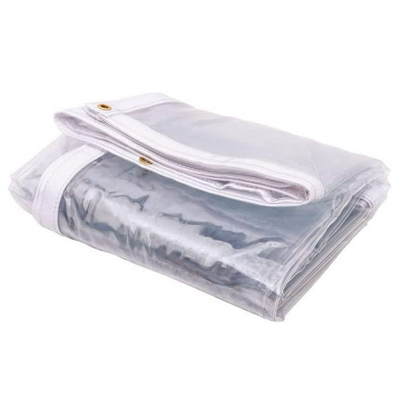Tarps Now Marine Grade Clear Vinyl Tarp, (8' x 12') with Brass Grommets - Waterproof Heavy Duty Tarp Canopy Sheet Cover Multi Purpose Tarpaulin for Indoor and Outdoor - 27 oz and 30 Mil