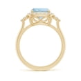 thumbnail image 2 of ANGARA Natural Cushion 2.45 ct Aquamarine Halo Ring with Trio Diamonds in 14K Yellow Gold for Women (Size-10x8mm) | March Birthstone, Anniversary, Jewelry Gift for Women | Natural Aquamarine Ring, 2 of 9