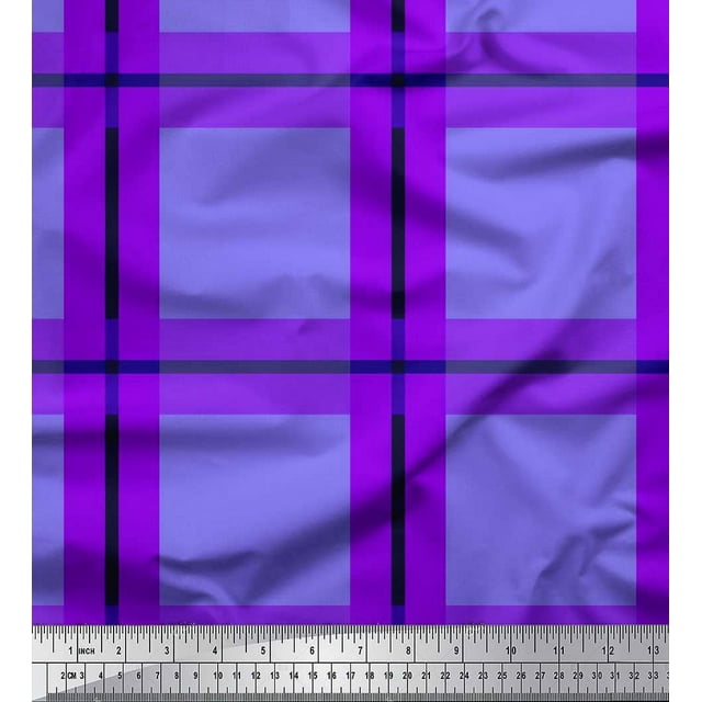 Soimoi Tissu Poly Georgette à Carreaux Imprimé au Mètre 42 Pouces de Large
