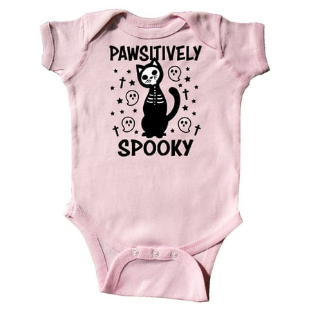 

Inktastic Pawsitively Spooky Skeleton Cat with Ghosts and Crosses Gift Baby Boy or Baby Girl Bodysuit