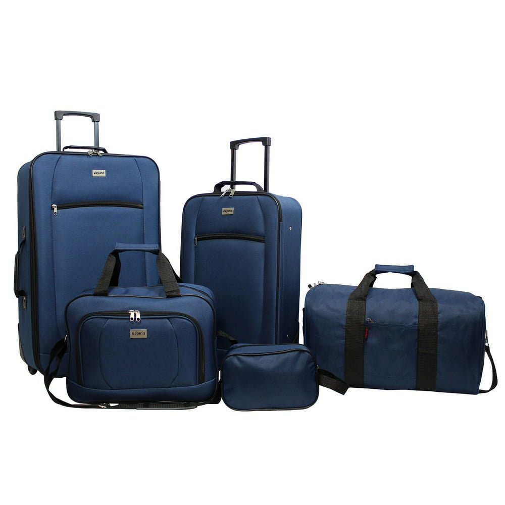 Dejuno Dejuno Softside 5pc Luggage Set Navy