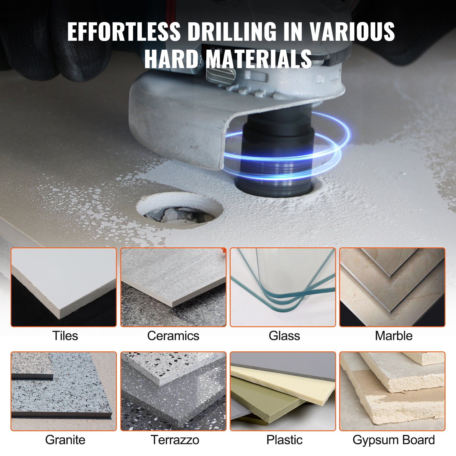 KFFKFF 8 PCS Diamond Core Drill Bit Set 6/8/10/25/35/38/50/65mm Diamond Hole Saw
