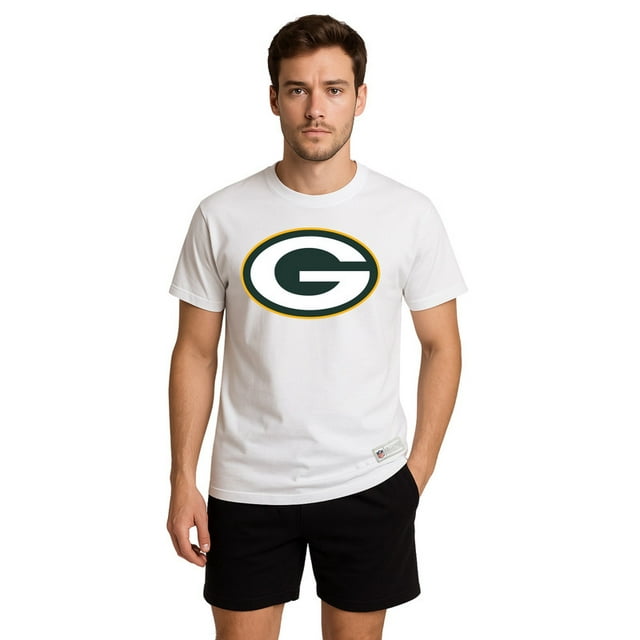 NFL Playera Aficionado Básica Green Bay Packers Blanco para Hombre, Talla Chica