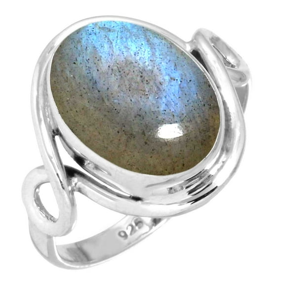 925 Sterling Silver Ring For Women - Men Gray Natural Labradorite Gemstone Silver Ring Size 5 November Birthstone Silver Ring Size 5 Anniversary - Gift For Ladies Gemstone 925 Silver Jewelry