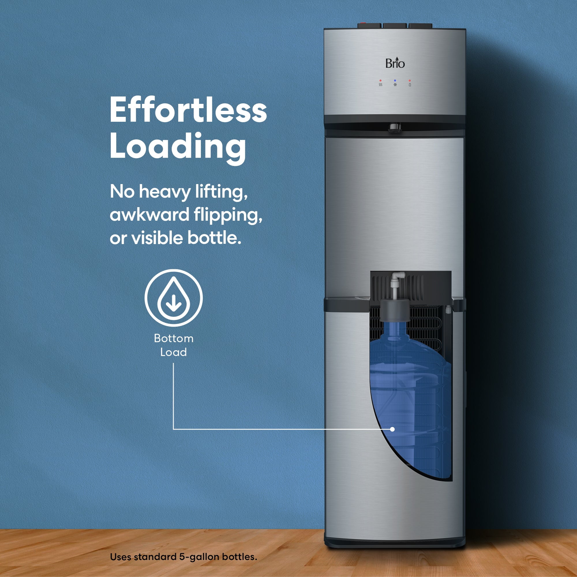 Brio 530 Stainless Steel Energy Saver 5 gal Bottom Loading Water Cooler