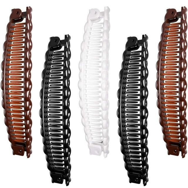 6 Piezas Marrón Blanco Negro Pinzas de Plátano Peines para Remachador de Cabello Colas de Caballo Coletas de Pescado Soportes de Cola de Caballo Plátanos Pinza de Pelo Grande Vintage para Clips de Plá