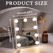 Fenchilin 10x12 Vanity Makeup Mirror with Lights Tabletop Metal White
