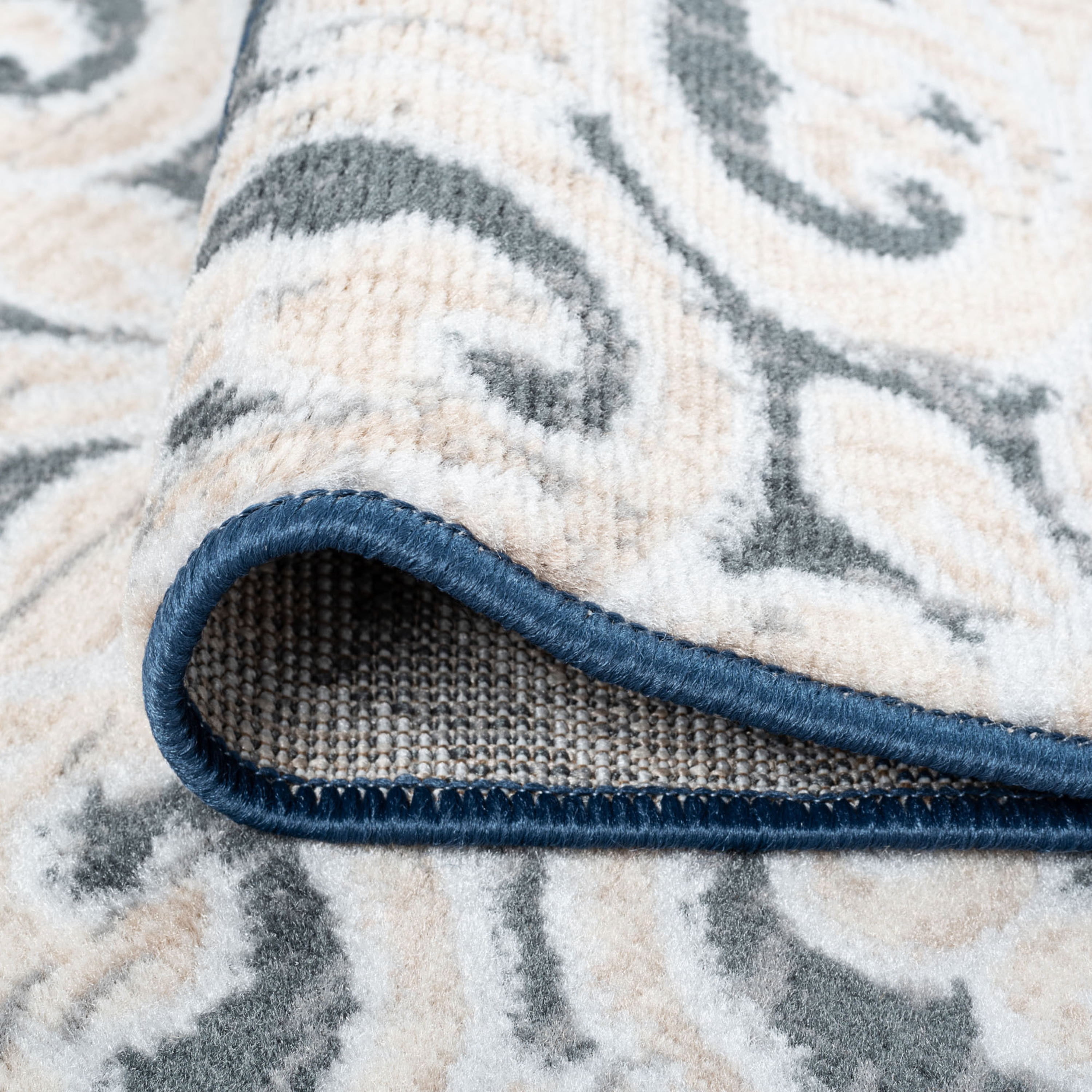 Madison Traditional 7.6' x 10' Dark Blue Polypropylene Indoor Area Rug