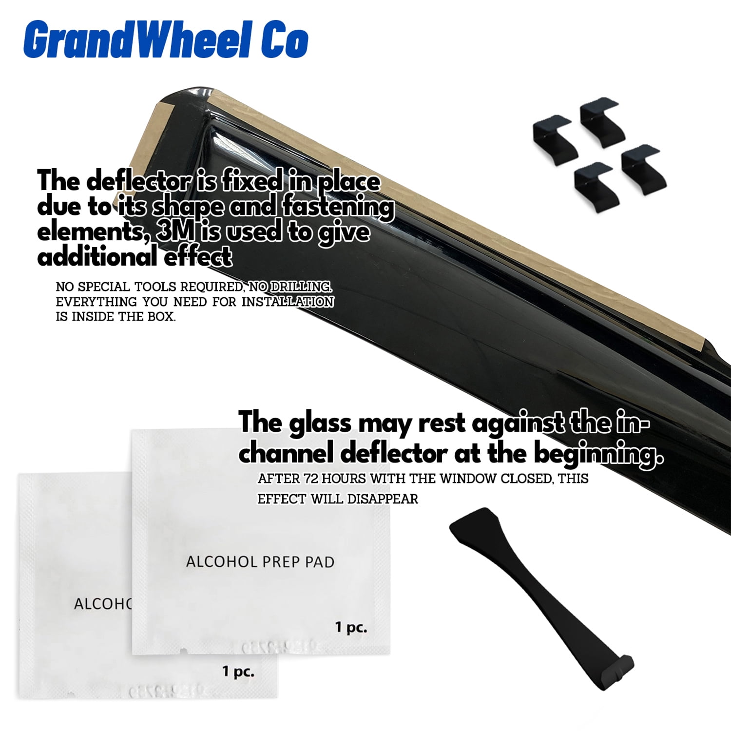GrandWheel Co Window Deflectors Smoke Tinted In-channel Side Window Vent Visor Deflectors Rain Guards Compatible with Chrysler Pacifica 2017-2026 - 4 pcs. GW0979