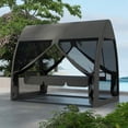 thumbnail image 3 of Spaco 3-Seat Swing Chair with Convertible Day Bed and Mesh Canopy, Swing Chair with Steel Stand for Outdoor, Gray, 3 of 11