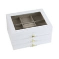 thumbnail image 2 of Hives & Honey Danielle Women's Jewelry Box, White, 2 Drawers, Glass Lid, Gold Accents, Divided Storage, 2 of 8