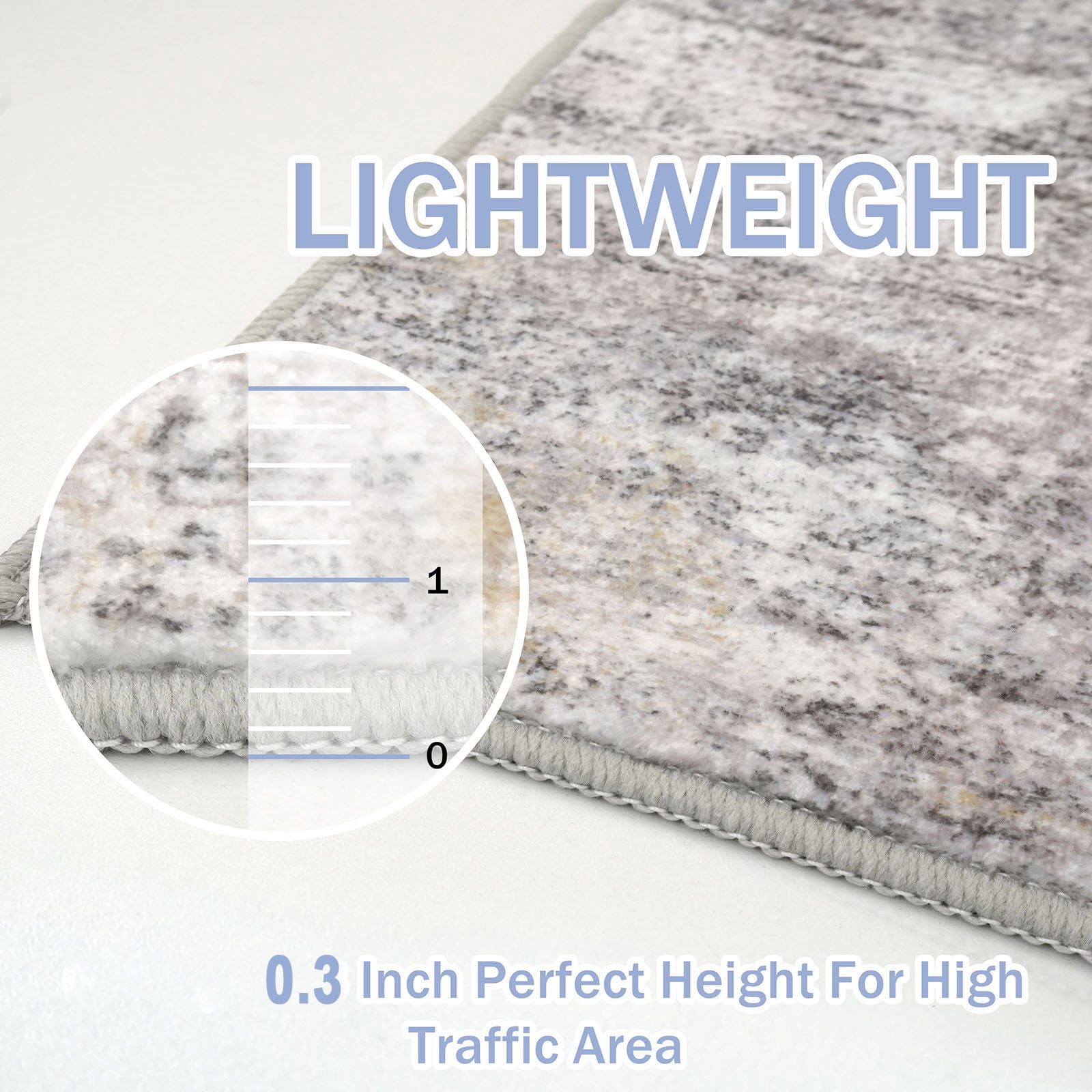iOhouze Washable Rugs 3x5 ft Entryway Rugs Abstract Non Slip Area Rug Printed Faux Wool Soft Kitchen Rugs Indoor Rugs for Entrance Foyer Living Room Bedroom, Ash Grey/Beige