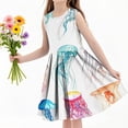 thumbnail image 4 of SGFCWSX Girls Sleeveless Dress Crew Neck A-Line Floral Print Summer Party Dresses for Kids Multicolor Size 9-10 Years, 4 of 6
