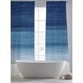 thumbnail image 5 of Navy Blue Ombre Sheer Curtains 84 Inch Length 2 Panels Set, Modern Abstract Art Blue White Striped Voile Window Treatment Rod Pocket Curtains Sheers Drapes for Bedroom/Living Room/Kitchen 52"x84"x2, 5 of 7