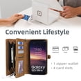 thumbnail image 2 of Allytech Detachable Magnetic Wallet Case for Samsung Galaxy S24 Ultra with Wrist Strap, Large Capacity Luxury PU Leather Card Slots Zipper Cash Pocket Shockproof Protective Wallet Case - Brown, 2 of 7