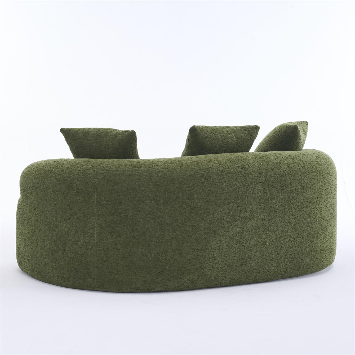 Demi Bonn 65" Compact Curved Loveseat Sofa with Chenille Fabric, Full Compression Sponge for Small Spaces, Supports up to 300 lbs, No Assembly Needed, Green