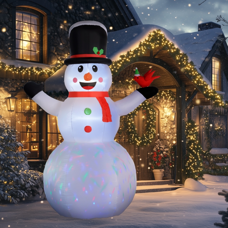 Alvantor Christmas Inflatables Giant Snowman with Rotating LED Lights 94.5"x59.1"x141.7" 12ft White