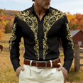 thumbnail image 2 of CONZONE Mens Western Cowboy Buttons Down Shirts Long Sleeve Shirts for Men Trendy Graphic Lapel Soft Lightweight Tops, 2 of 4