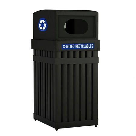Commercial Zone Archtec Single Parkview Steel-Slotted Recycling Container - Oval Opening